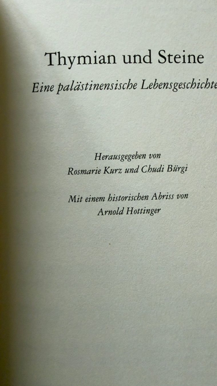 Libri: Thymian und Steine - Sumaya Farhat-Naser – Nuovo (secondo la descrizione) da Bern venduto da MarieBrocante 1