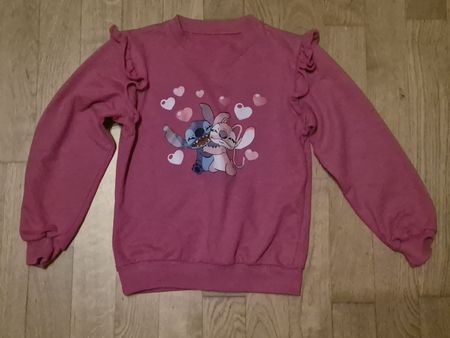 Cute Pink 'Lilo & Stitch' Ruffle Sleeve Jumper - Size 8 year