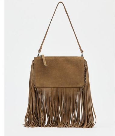 Zara Fransen-Tasche aus Wildleder Umhängetasche braun NEU