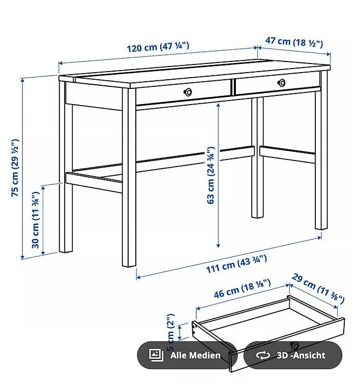 Schreibtische: Hemnes Schreibtisch mit 2 Schubladen – Gebraucht aus Liebefeld von schoggiananas 1