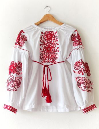 Folklore Tunika Bluse Shirt Stickerei Baumwolle Gr.S NEU