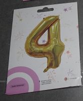 -1- Goldener Deko Ballon 4 - 4. Geburtstag    * NEU *