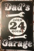Dad's Garage Blechschild 24 Stunden Sign Werkstatt Vater