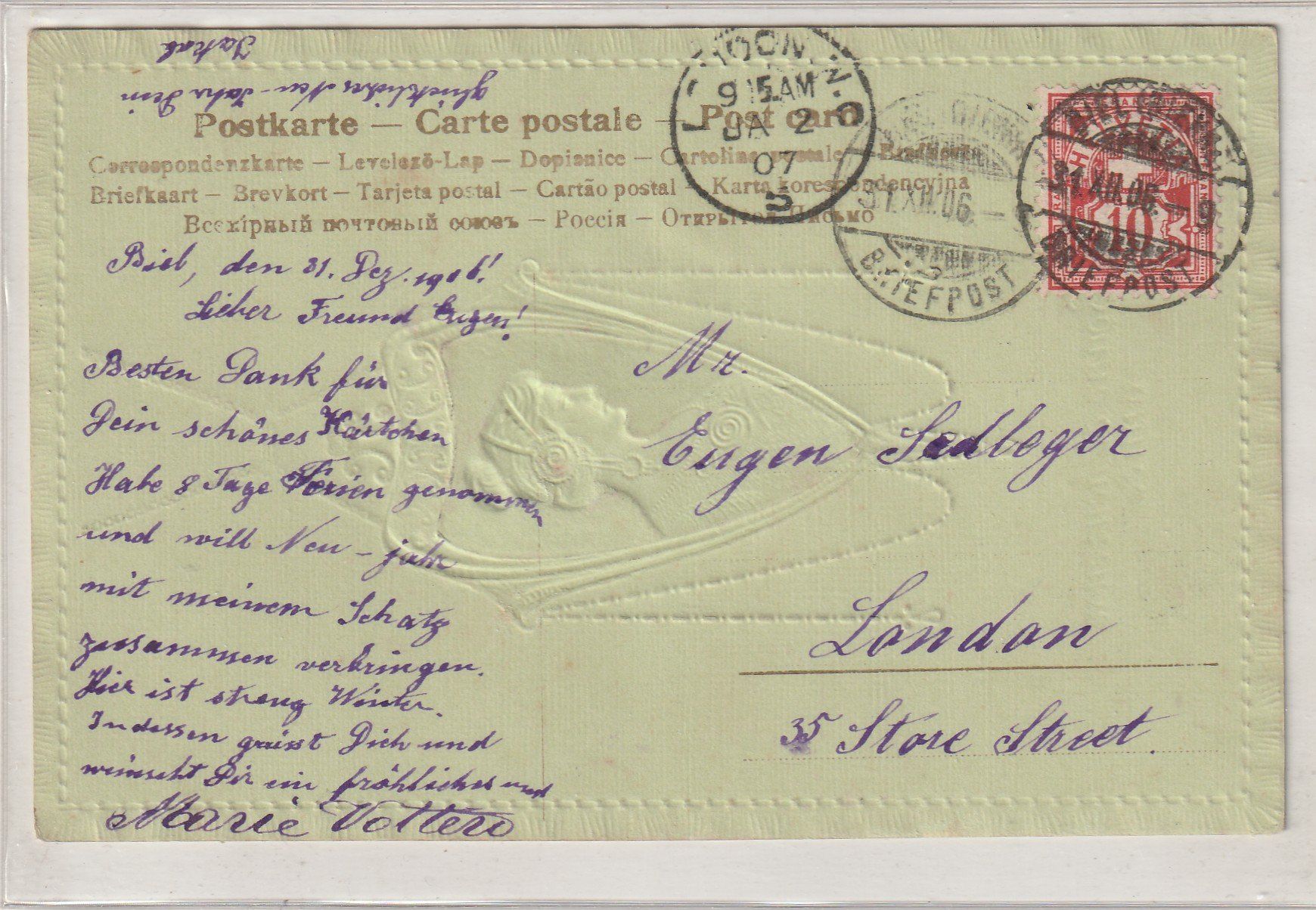 Cartoline postali: Jungenstil Prägekarte – Usato da Rorschacherberg venduto da fratovi2 1