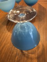 6 Cocktail Gläser, Dessert Gläser hellblau, jedes ein Unikat