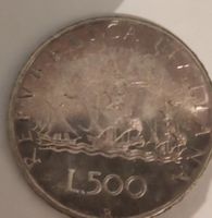 Italienische Silbermünze 500 Lire Schiff akzeptabel