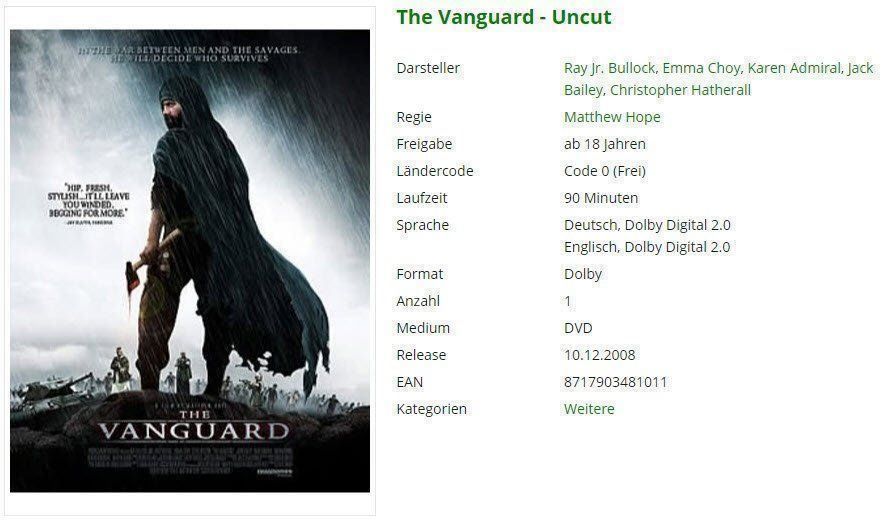 Tutti i DVDs: The Vanguard - Uncut - DVD – Usato da Buchrain venduto da Sssschaller