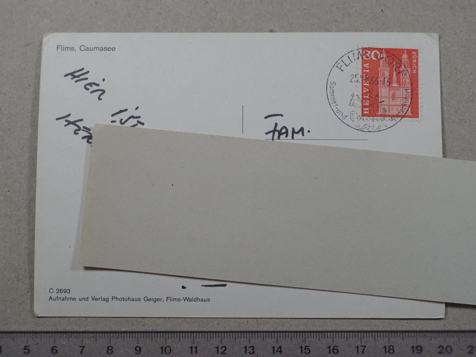 Cartoline postali: Flims, Caumasee, 1966 – Usato da Lenzburg venduto da fh1 1