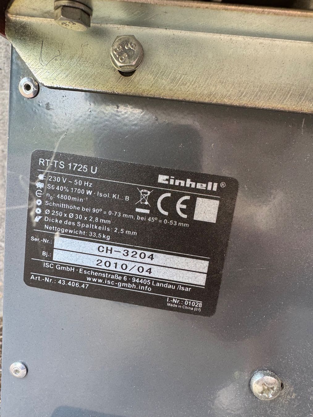 Einhell Seghe: Tischkreissägen Einhell RT-TS 1725 U – Usato da Ostermundigen venduto da Gummibaerli63 3