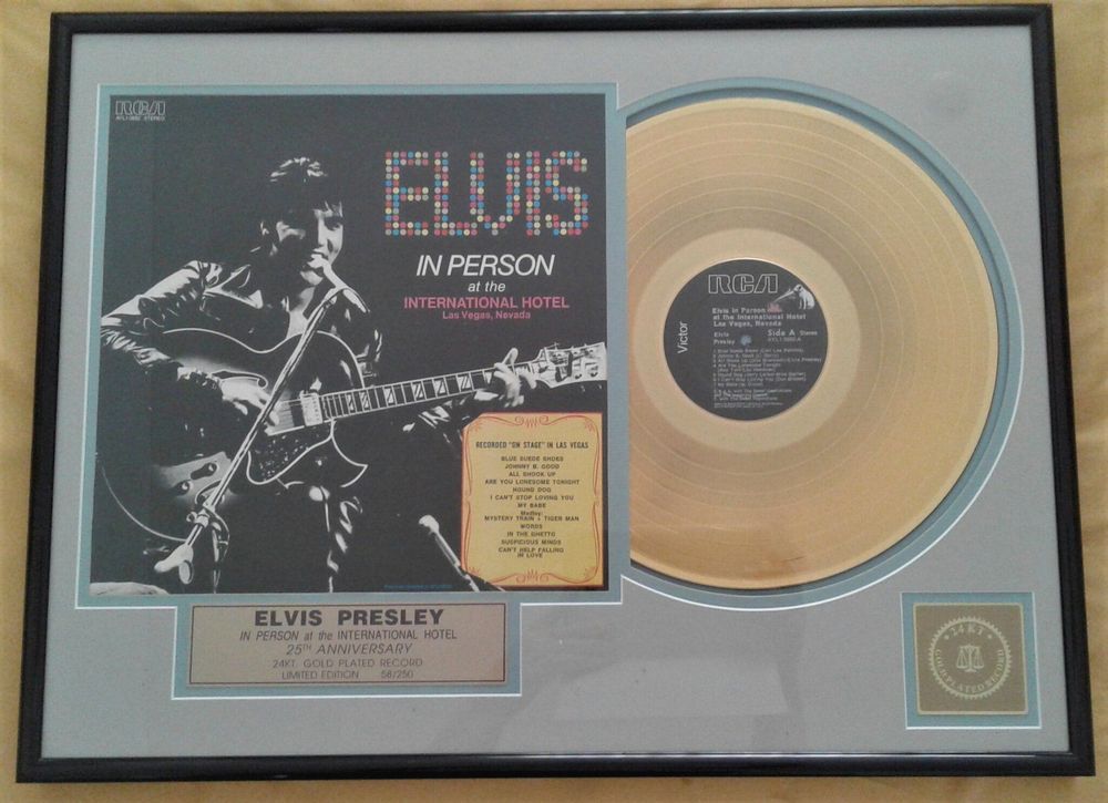 Elvis Presley 24KT GOLD PLATED RECORD 58/250 Limited Edition (Neu ...