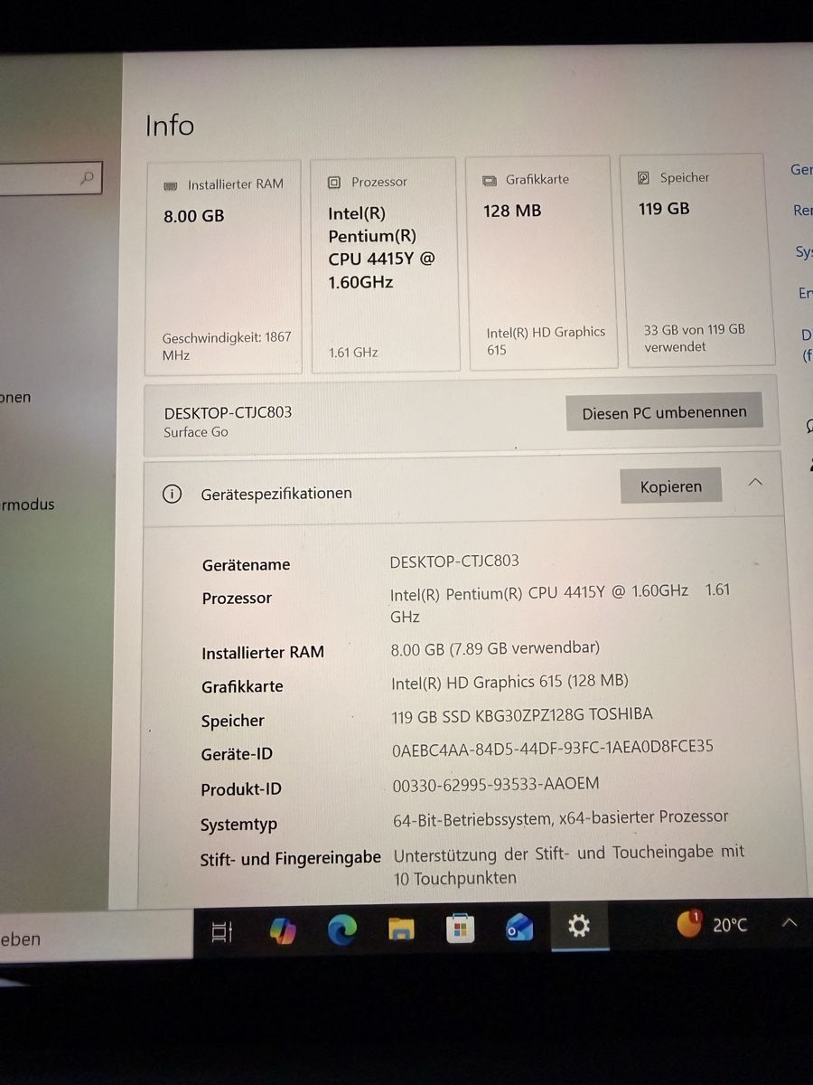 Microsoft Notebook: Microsoft Surface Go 8GB RAM 119GB SSD – Usato da Diepoldsau venduto da Risa-94 2
