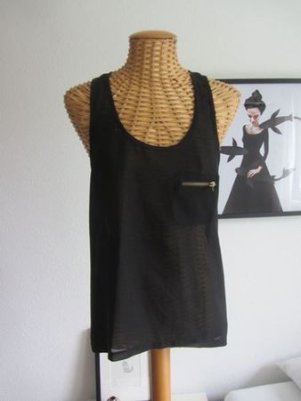Chiffon Top schwarz transparent - S