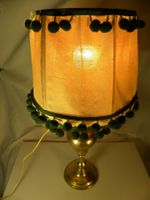 Tischlampe Biedermeier aus Messing mit schönem Lampenschirm