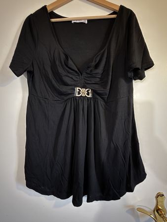 Schwarze Tunika mit Strass-Detail, Grösse 1XL