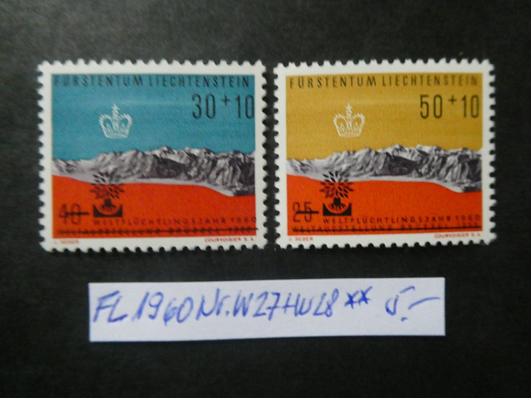 Tutti i francobolli: FL 1960 Nr. W27+W28 postfrisch ** – Usato da Lausen venduto da Herbamare01