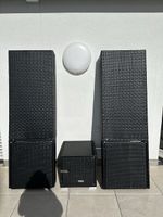 2er Set Rattan Sonnenliegen schwarz mit Tisch-neue Bezüge