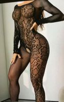 Body a rete nero fantasia serpente maniche lunghe usato