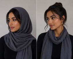Écharpe voile élégante grise, parfaite pour l'automne!