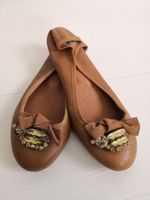🤩TATA ITALIA LEDER BALLERINA-SCHUHE MIT STEINEN & MASCHE
