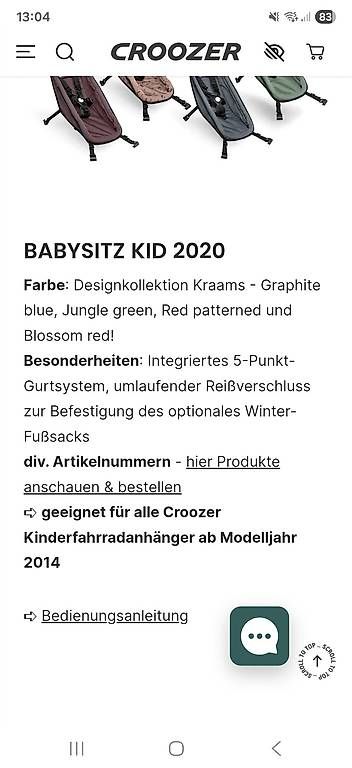 Amache: Croozer Babyhängematte – Usato da Buttwil venduto da cas_65ys 2