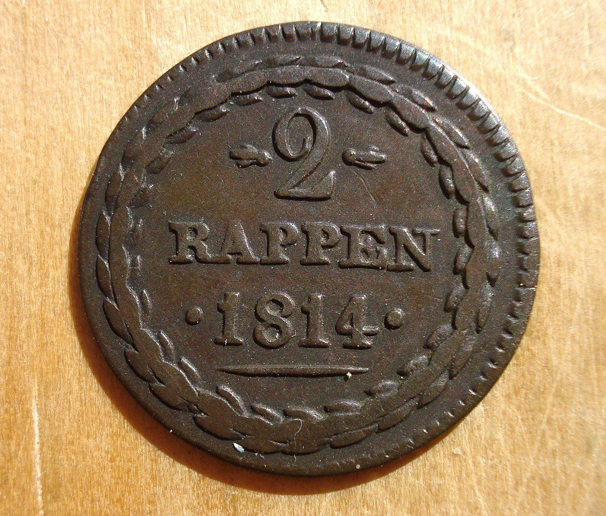 Tutti le monete: (D3) Aargau 2 Rappen 1814 – Usato da Erlach venduto da Net-Coins