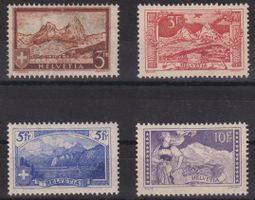 Schweiz 1914-31: 4 Werte Gebirgslandschaften * - Kat. 650.--