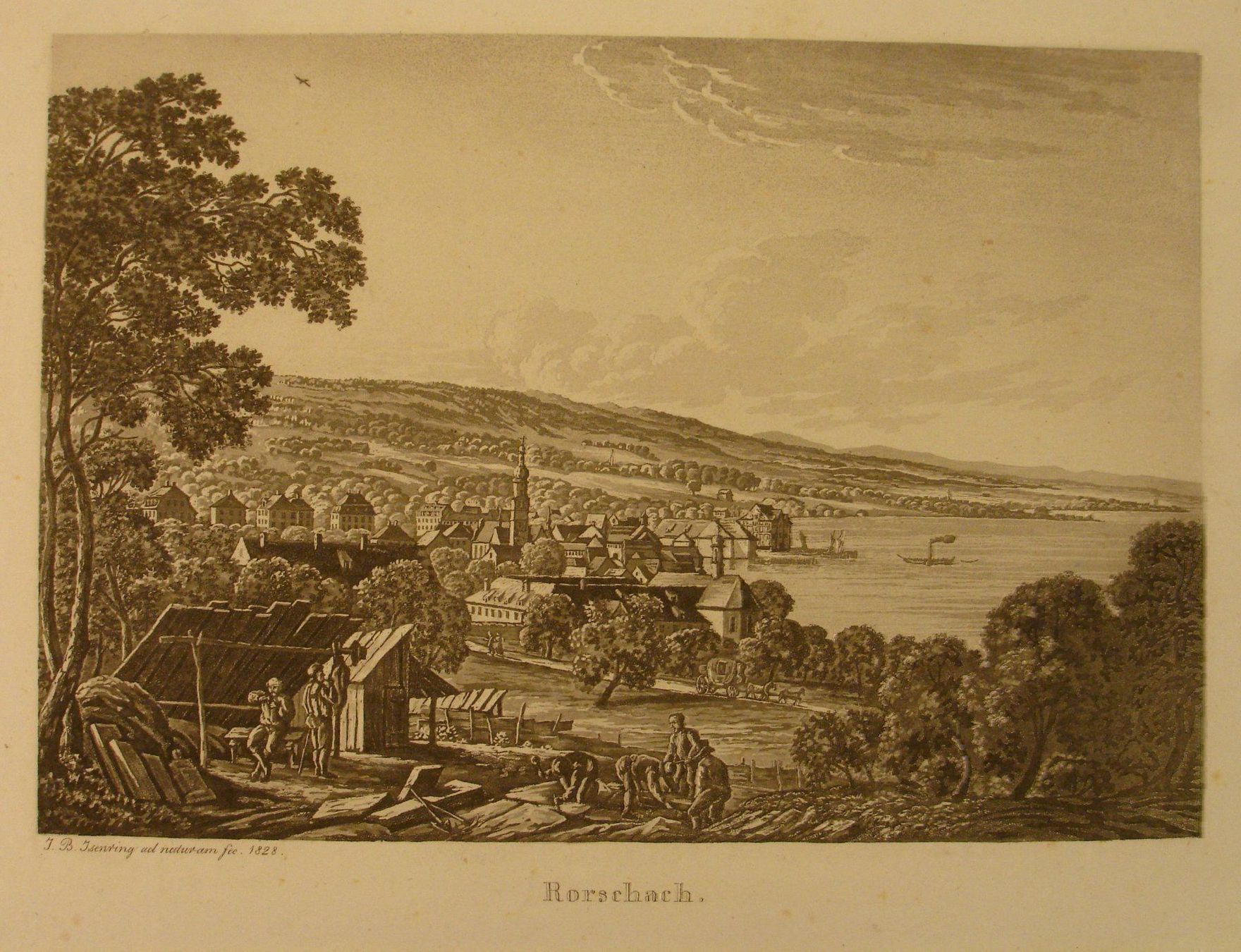 Stiche: RORSCHACH, ISENRING AQUATINTA 1828 – Gebraucht aus Grüningen von Kartensammler