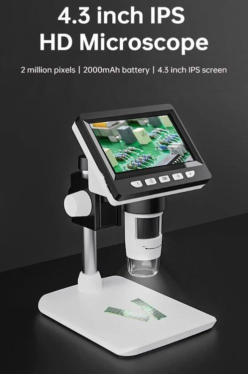 Microscope Numérique Pour Enfants HOMEASY - Zoom 50-1000x, écran HD 2 Pouces, 8 LED, Rechargeable, Carte 16Go