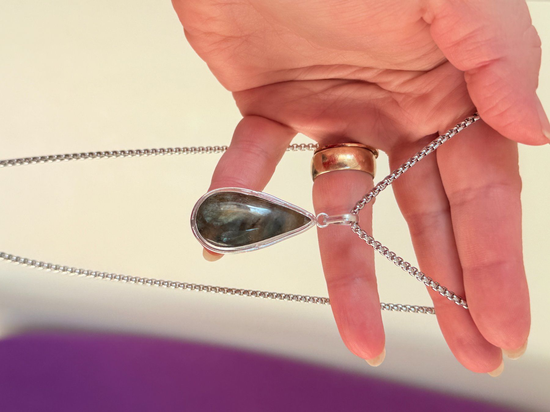 Catenine: Collier Labradorite  - Élégant bijou! – Nuovo e nell'imballaggio originale da Genève venduto da AGBERG 7