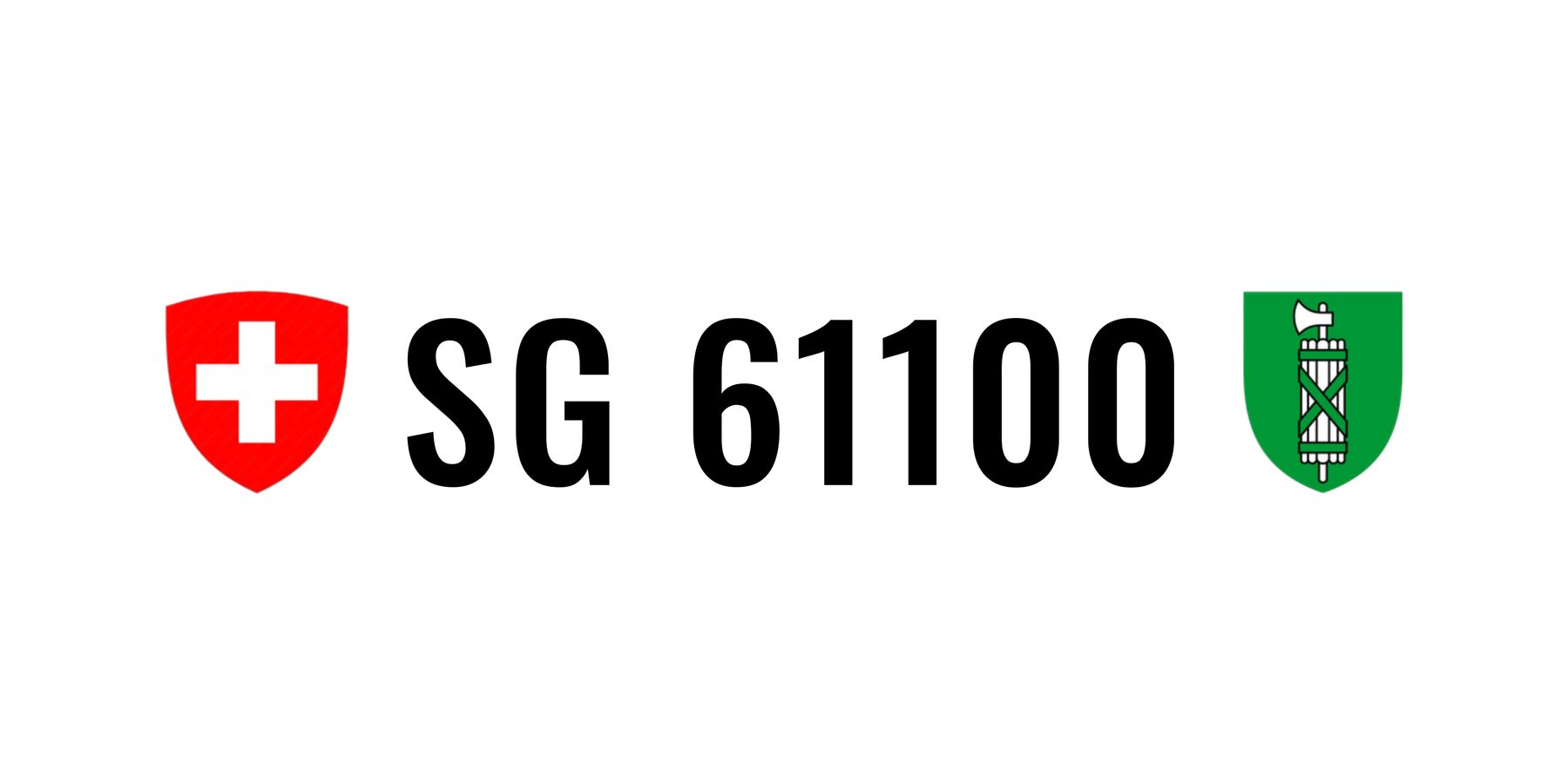 Insegne: Kontrollschild/ Autonummer SG 61100 – Usato da Oberriet SG venduto da Joka0