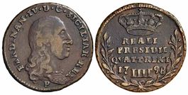 Italien, Napoli, 4 Quattrini 1798, RR!
