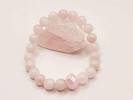 Rosenquarz-Armband mit Rosa Glasperle Heilsteine/Natursteine