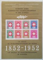 1952, Sonderblock 100 Jahr Nachrichtenwesen Auflage 10'000