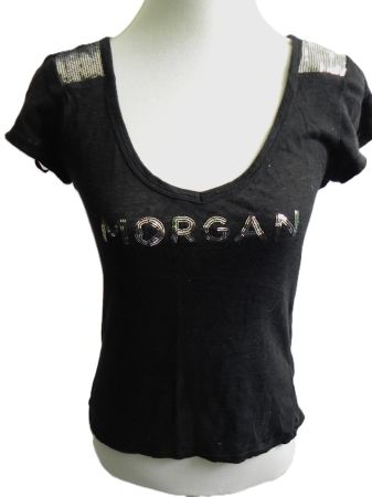 Gr. 38 od oversize MORGAN Shirt LEINEN Pailletten s.MASSE