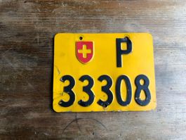 Nummernschild PTT Post Mofa ausrangiert P 33308