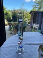 Galileo Thermometer Glas mit 5 Kugeln guter Zustand