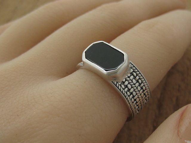 Anelli: Vintage Ring Silber 925 + CN Onyx  Gr. 58 – Usato da Ermatingen venduto da Decovin 1