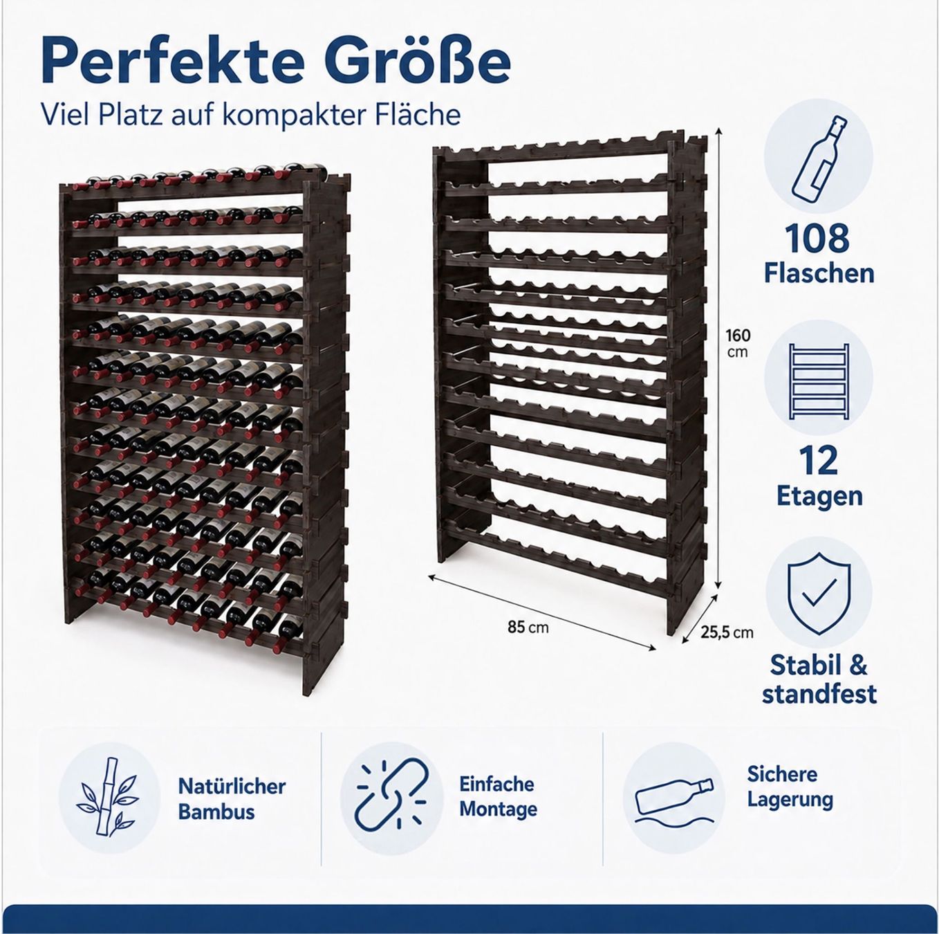 Regale: Stapelbar Weinregal Bambus – Neu und originalverpackt aus Bülach von Palawan 7