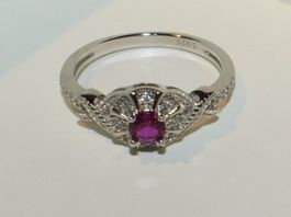 Silber Ring mit Rubin, Gr. 7, Neu