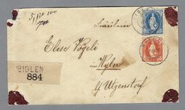 1895, WERTBRIEF SBK 66 + 70, VOLL-0 BIGLEN, SCHÖN