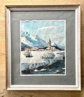 M. Stecher Aquarell Sils Maria Engadin St. Moritz Silvaplana