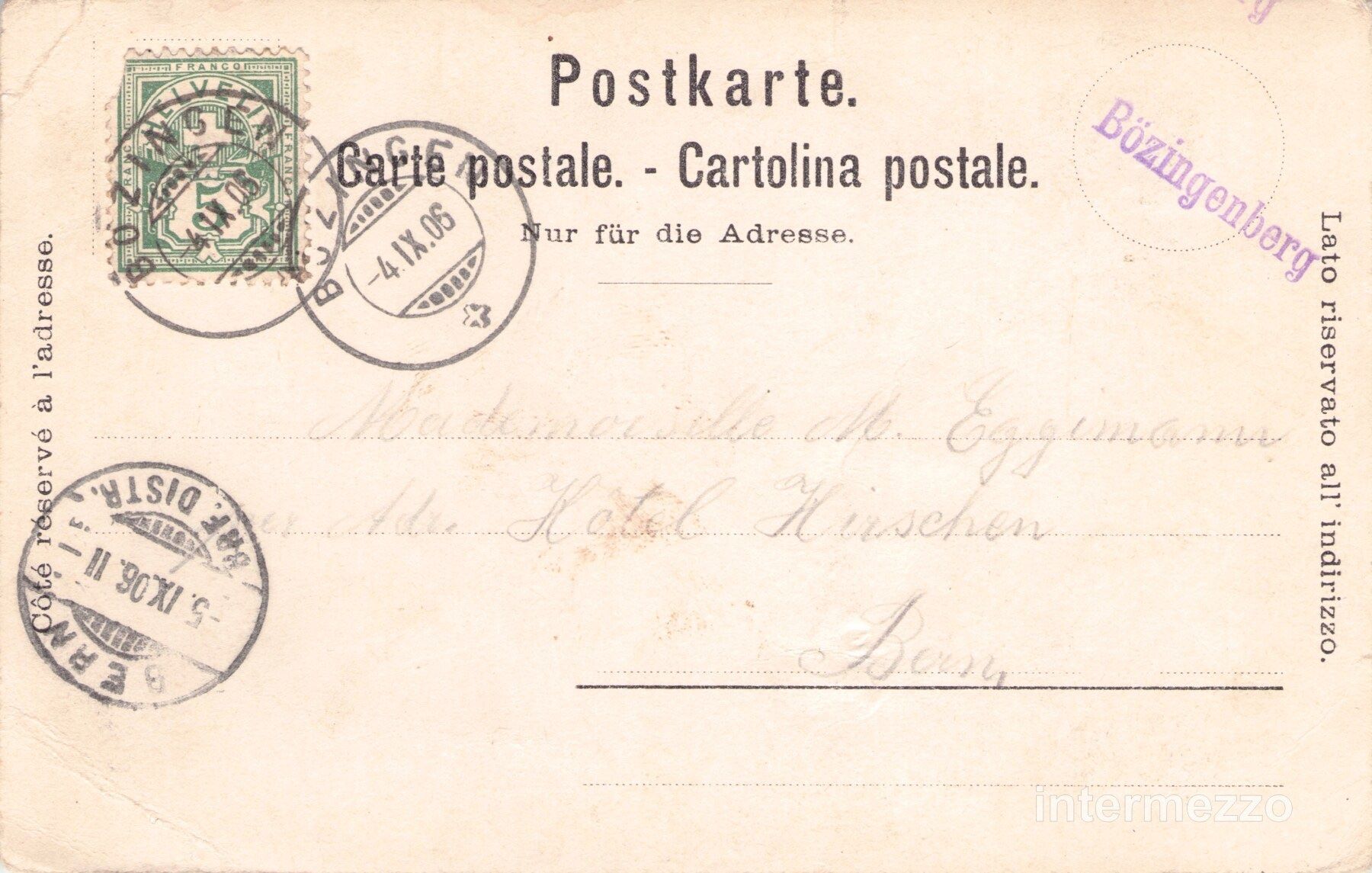 Cartoline postali: Bözingenberg BE // 1906 Litho Kurhaus – Usato da Basel venduto da intermezzo12 1