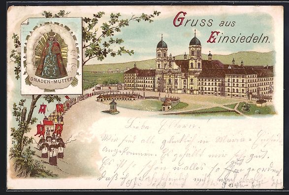 Cartoline postali: Litho Einsiedeln, Wallfahrtskirche, Gnad – Usato da Berlin venduto da bartko-reher