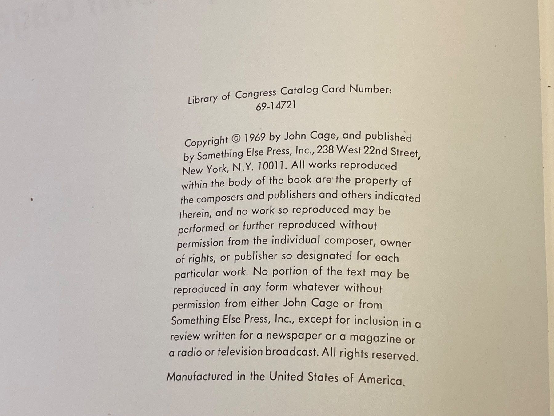Bücher: CAGE John Notations 1969 – Gebraucht aus Bern von Jwpm66 1