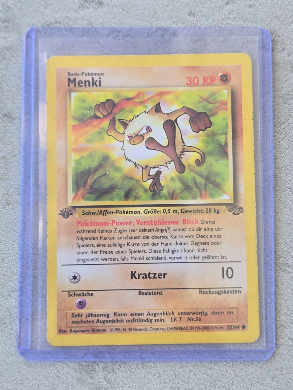 🇩🇪 Pokemon 》Dschungel 1. Edition 》Menki 55/64 (Gebraucht) in Niederbipp ...