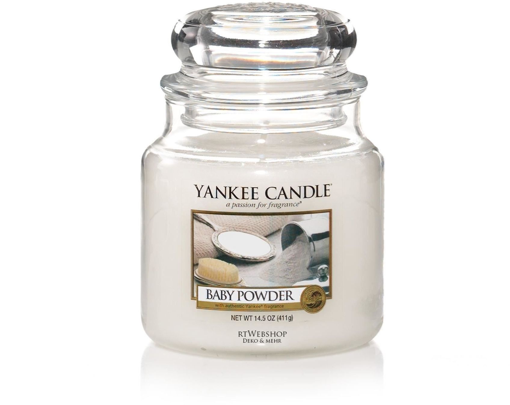 Yankee Candle Kerzen: Yankee Candle Baby Powder Medium Jar – Neu und originalverpackt aus Langwiesen von rtWebshop