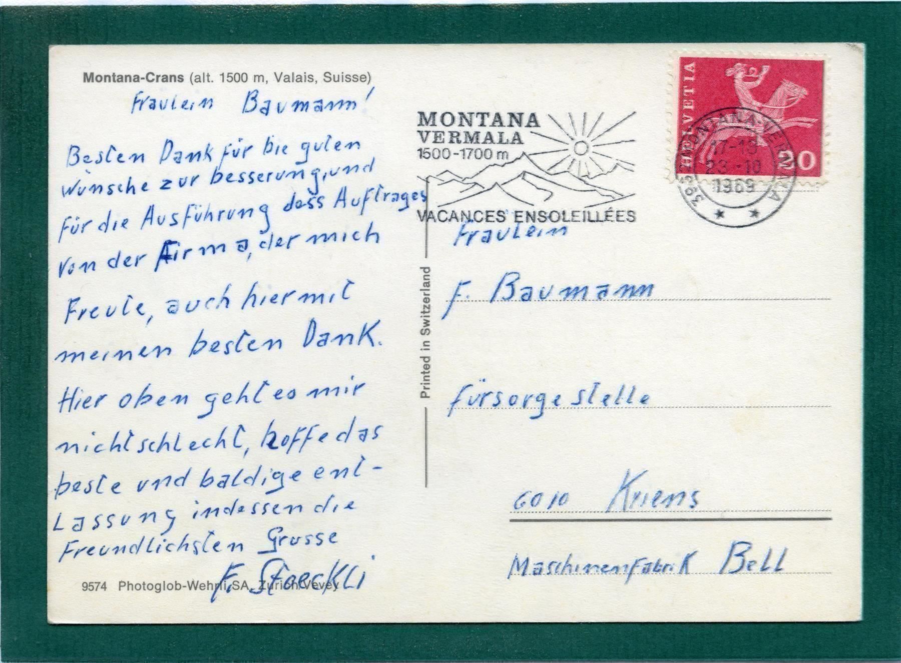 Ansichtskarten: Montana Crans, 1989, gelaufen, Grossformat – Gebraucht aus Sargans von Hausi1951 1