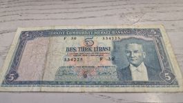 5 Türk Lirasi 1979 Noten guter Zustand