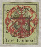 1847: GROSSER ADLER Nr.6 +Zentrums-Rosette, Briefstück +ATT.
