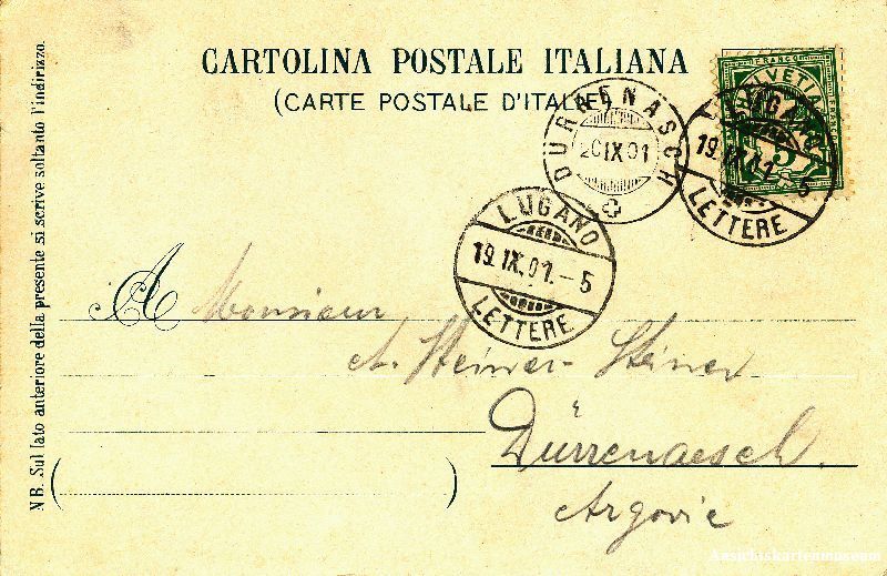 Cartoline postali: Lugano - San Mamette e Drano Ticino Litho 1901 – Usato da Emmenbrücke venduto da teestube 1